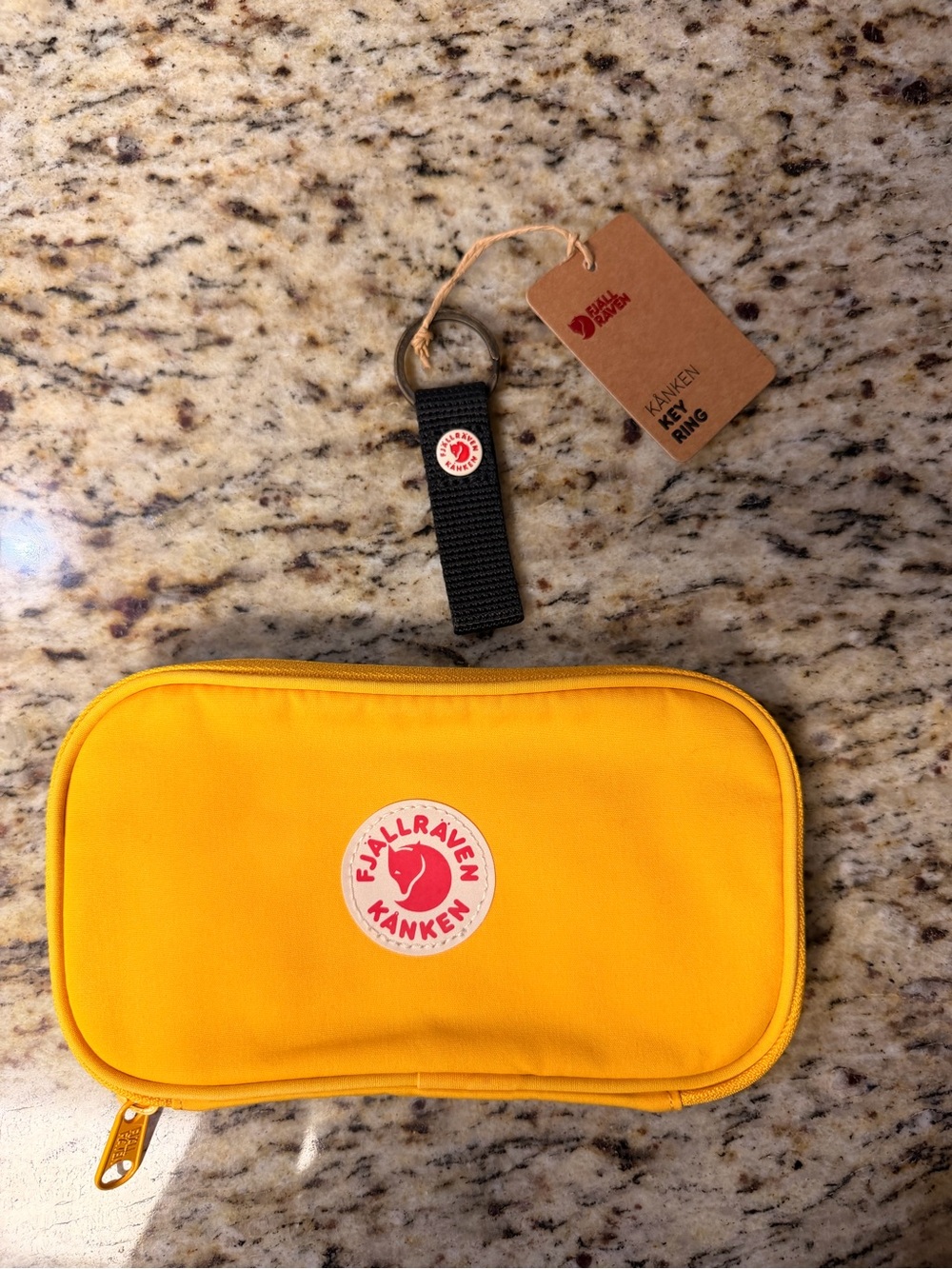 Fjallraven Kanken Black Canvas Zip Card Case Travel Pouch with Keychain